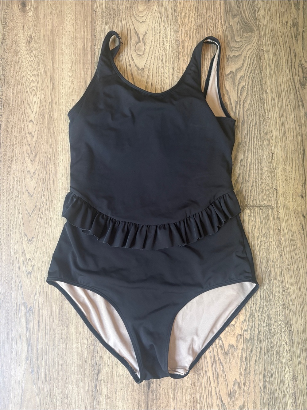 Kortni Jeane Black Ruffle Scoop One-Piece Swimsuit